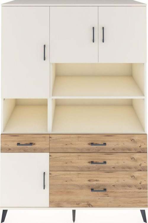 Kronos Dolap 9 Raflı 4 Çekmeceli 4 Kapaklı 132x59x195 Aytaşı-Aytaşı/Çam