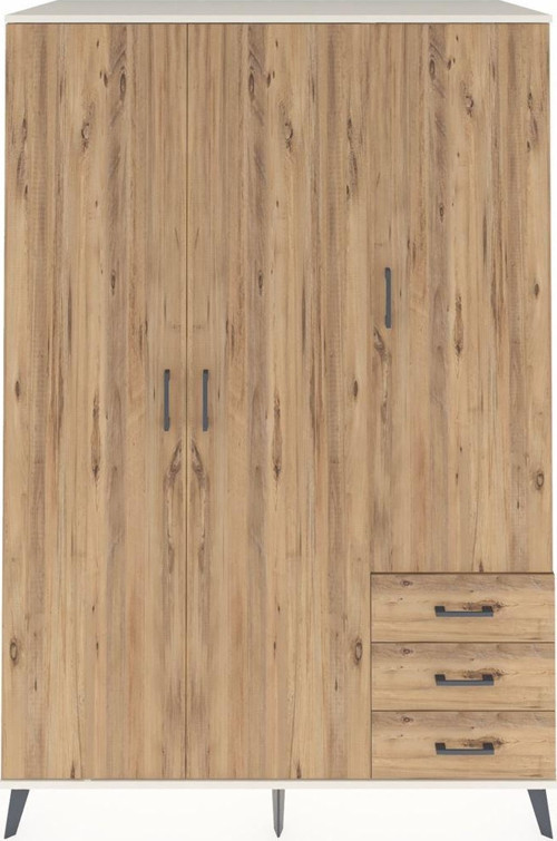 Kronos Dolap 6 Raflı 3 Çekmeceli Tek Askılı 132x59x195 Aytaşı-Çam/Çam