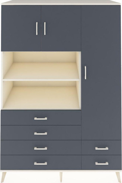 Kronos Dolap 9 Raflı 6 Çekmeceli 3 Kapaklı 132 x 59 x 195 cm Aytaşı - Antrasit - Antrasit