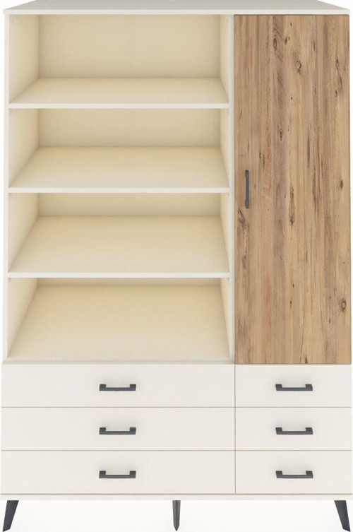 Kronos Dolap 8 Raflı 6 Çekmeceli 1 Kapaklı 132 x 59 x 195 cm Aytaşı - Çam - Aytaşı
