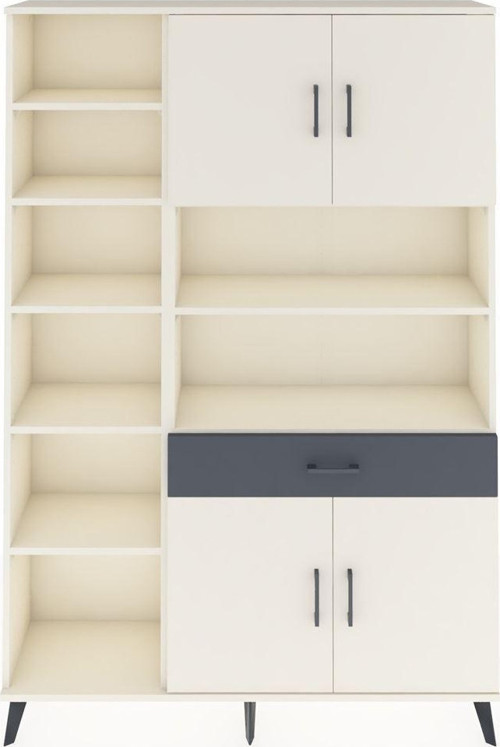 Arges Dolap 10 Raflı 1 Çekmeceli 4 Kapaklı 132 x 30 x 195 cm Aytaşı - Aytaşı - Antrasit