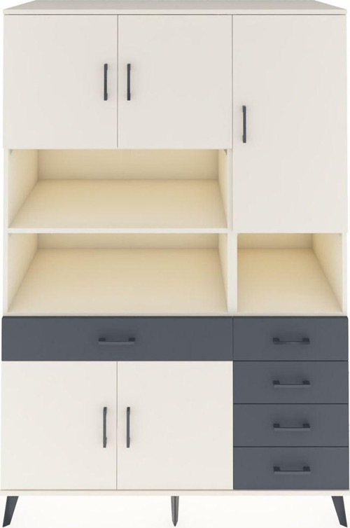 Kronos Dolap 9 Raflı 5 Çekmeceli 5 Kapaklı 132 x 59 x 195 cm Aytaşı - Aytaşı - Antrasit