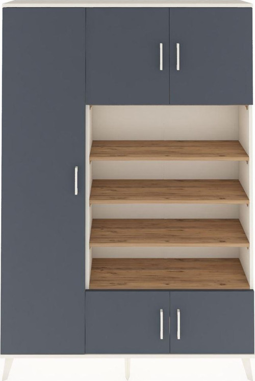 Arges Dolap 10 Raflı 5 Kapaklı 132 x 30 x 195 cm Aytaşı - Antrasit - Çam