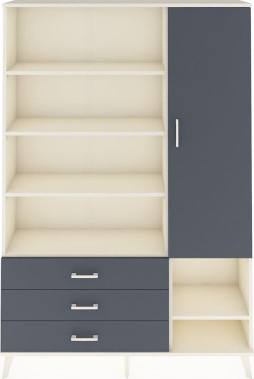 Arges Gardrop 9 Raflı 3 Çekmeceli Tek Kapaklı 132x30x195 Aytaşı-Antrasit