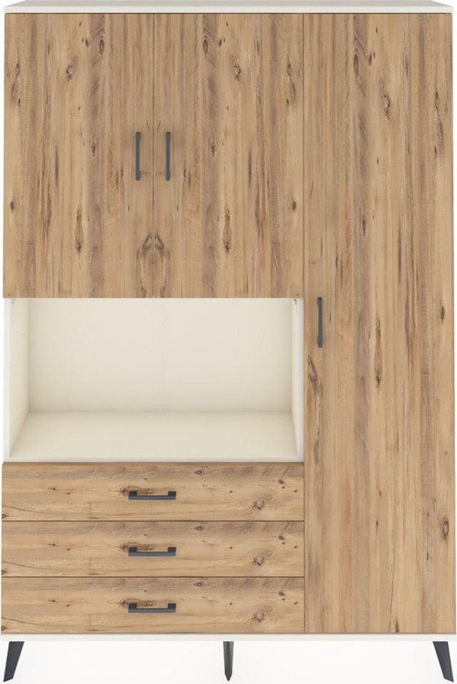 Arges Gardrop 7 Raflı 3 Çekmeceli 3 Kapaklı 132 x 30 x 195 cm Aytaşı - Çam
