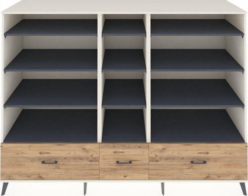 Kronos Dolap 12 Raflı 3 Çekmeceli 220 x 59 x 163 cm Aytaşı - Antrasit - Çam