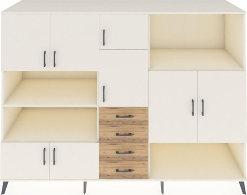 Kronos Dolap 10 Raflı 4 Çekmeceli 8 Kapaklı 220 x 59 x 163 cm Aytaşı - Aytaşı - Çam