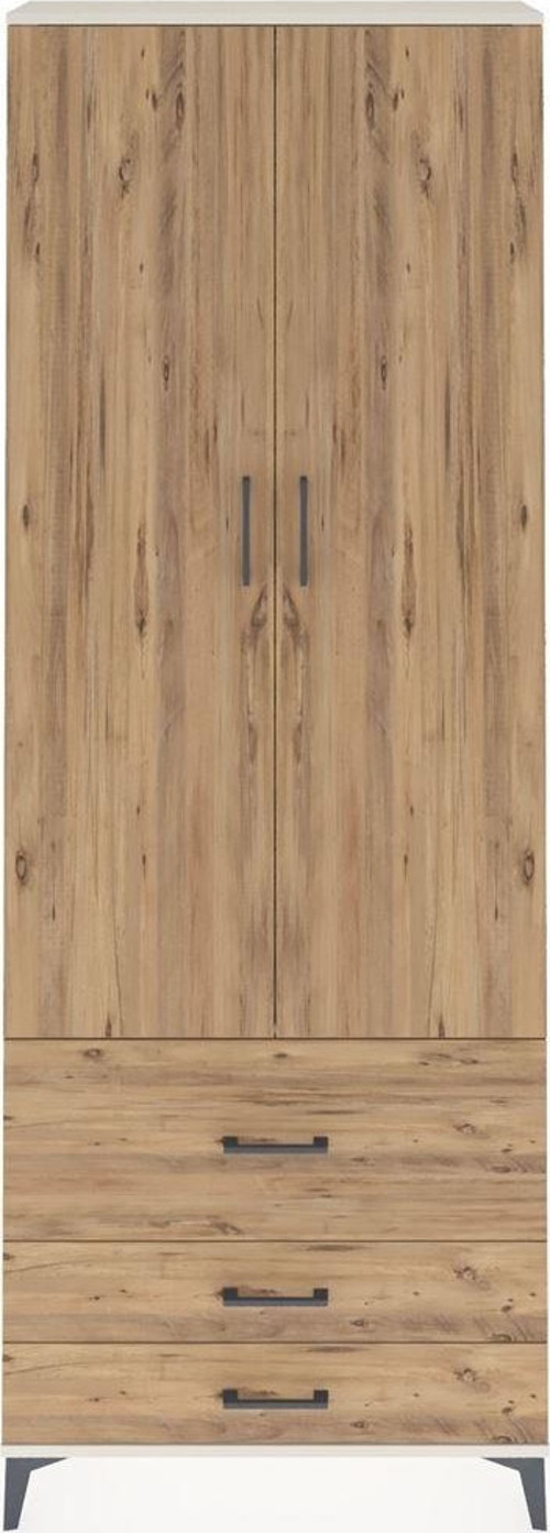 Arges Dolap Tek Raflı 3 Çekmeceli Tek Askılı 88x30x243 Aytaşı-Çam