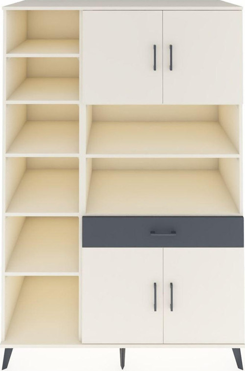 Kronos Dolap 10 Raflı 1 Çekmeceli 4 Kapaklı 132 x 59 x 195 cm Aytaşı - Aytaşı - Antrasit