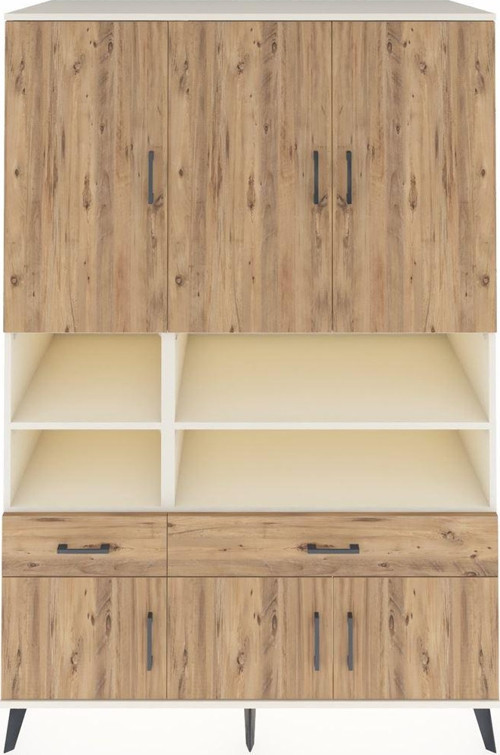Kronos Dolap 8 Raflı 2 Çekmeceli 6 Kapaklı 132 x 59 x 195 cm Aytaşı - Çam - Çam
