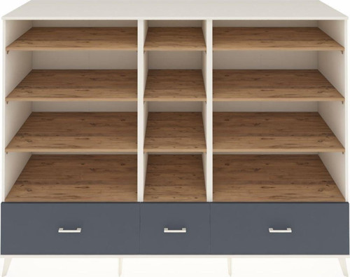 Kronos Dolap 12 Raflı 3 Çekmeceli 220 x 59 x 163 cm Aytaşı - Çam - Antrasit