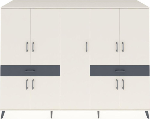 Kronos Dolap 12 Raflı 2 Çekmeceli 8 Kapaklı 220 x 59 x 163 cm Aytaşı - Aytaşı - Antrasit