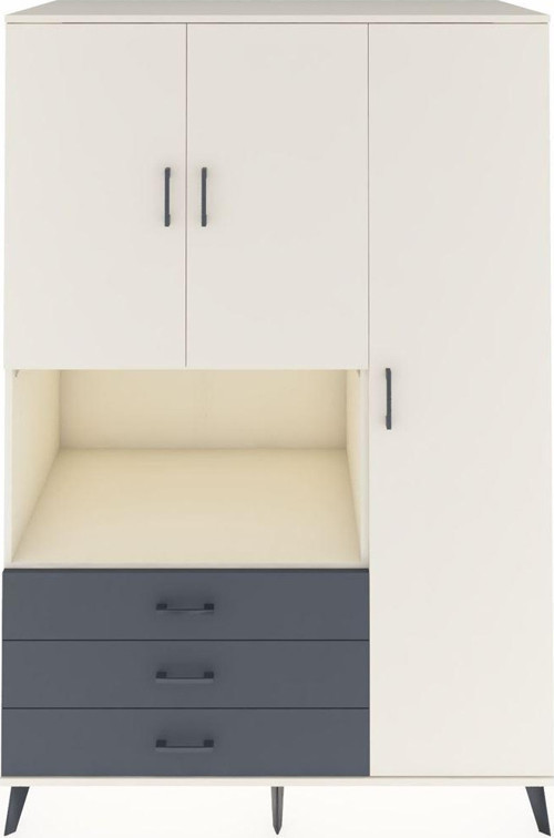 Kronos Dolap 7 Raflı 3 Çekmeceli 3 Kapaklı 132 x 59 x 195 cm Aytaşı - Aytaşı - Antrasit