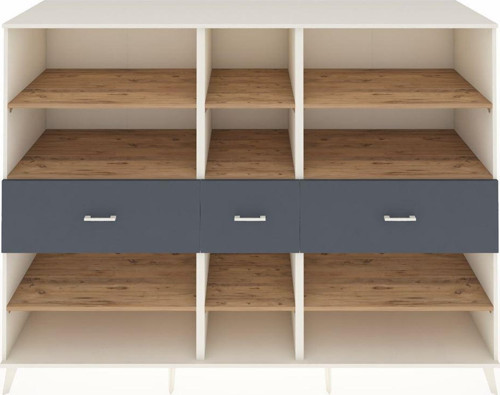 Kronos Dolap 9 Raflı 3 Çekmeceli 220 x 59 x 163 cm Aytaşı - Çam - Antrasit