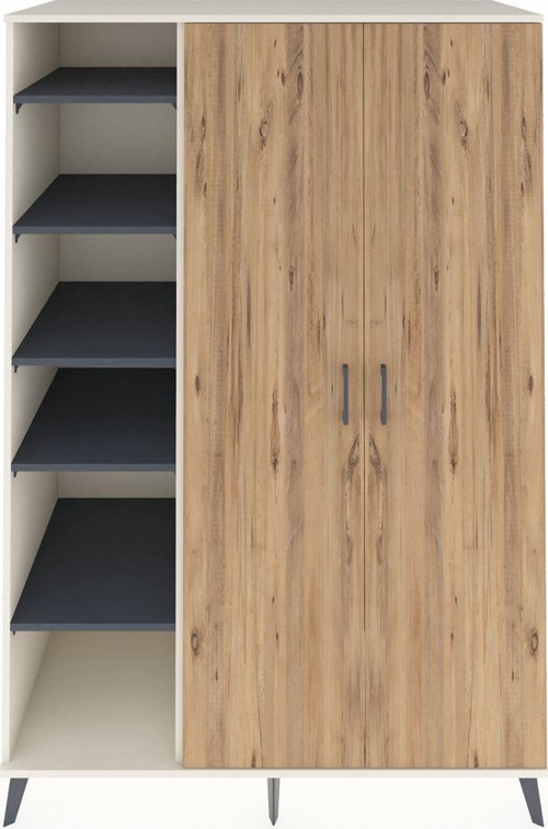 Kronos Dolap 7 Raflı 2 Kapaklı 1 Askılı 132 x 59 x 195 cm Aytaşı - Çam - Antrasit