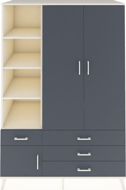 Kronos Dolap 5 Raflı 4 Çekmeceli 1 Askılı 132 x 59 x 195 cm Aytaşı - Antrasit - Antrasit