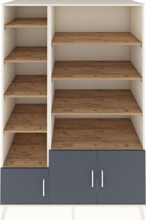 Kronos Dolap 10 Raflı 3 Kapaklı 132x59x195 Aytaşı-Antrasit/Çam
