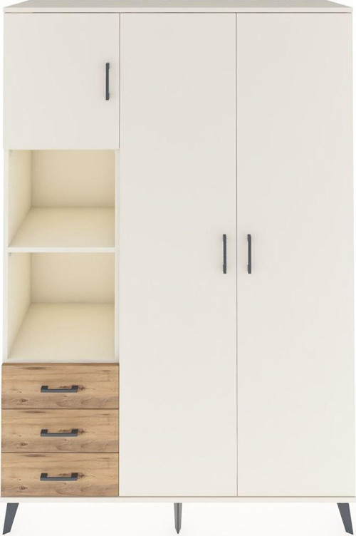 Hyperion Dolap 6 Raflı 3 Çekmeceli Tek Askılı 132x44x195 Aytaşı-Aytaşı/Çam