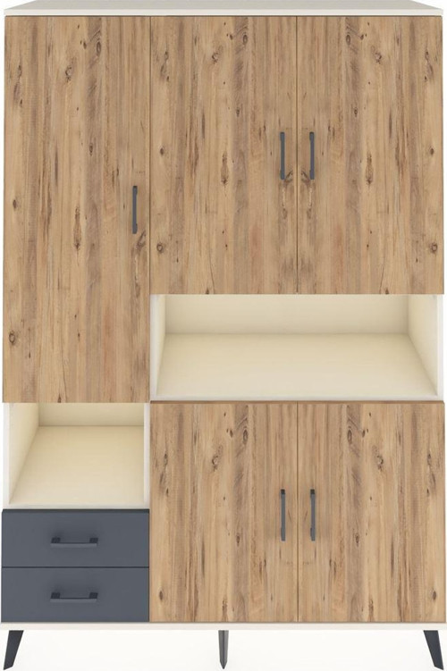 Hyperion Dolap 10 Raflı 2 Çekmeceli 5 Kapaklı 132x44x195 Aytaşı-Çam/Antrasit