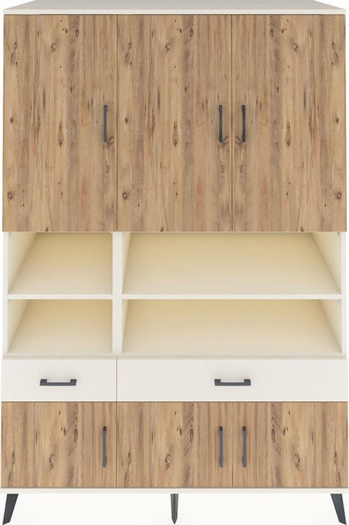Kronos Dolap 8 Raflı 2 Çekmeceli 6 Kapaklı 132 x 59 x 195 cm Aytaşı - Çam - Aytaşı