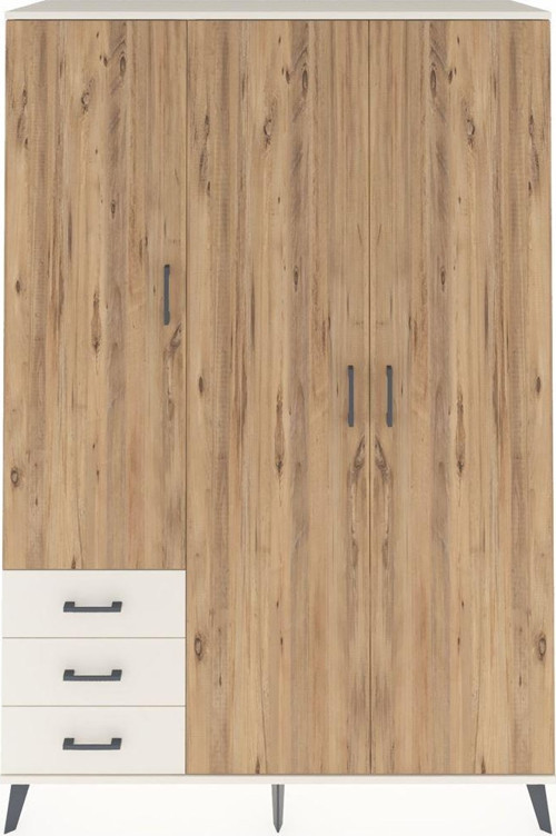 Hyperion Dolap 6 Raflı 3 Çekmeceli Tek Askılı 132x44x195 Aytaşı-Çam/Aytaşı