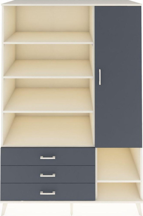 Kronos Dolap 9 Raflı 3 Çekmeceli 1 Kapaklı 132 x 59 x 195 cm Aytaşı - Antrasit - Antrasit