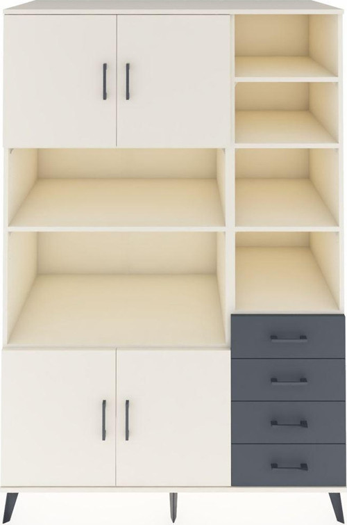 Kronos Dolap 9 Raflı 4 Çekmeceli 4 Kapaklı 132x59x195 Aytaşı-Aytaşı/Antrasit