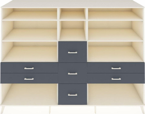 Kronos Dolap 8 Raflı 7 Çekmeceli 220 x 59 x 163 cm Aytaşı - Aytaşı - Antrasit