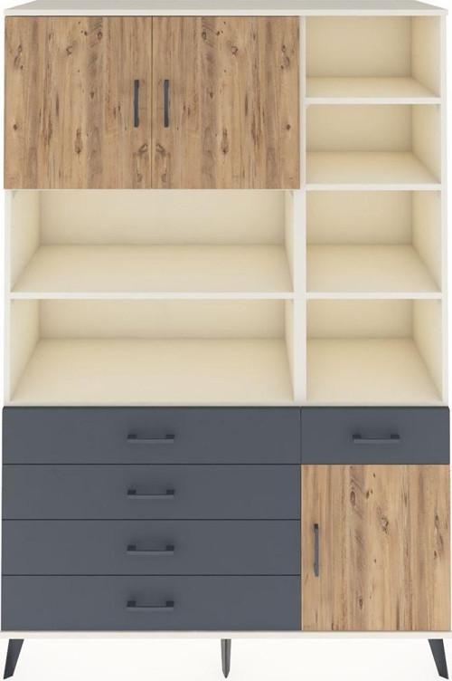 Hyperion Dolap 9 Raflı 5 Çekmeceli 3 Kapaklı 132 x 44 x 195 cm Aytaşı - Çam - Antrasit