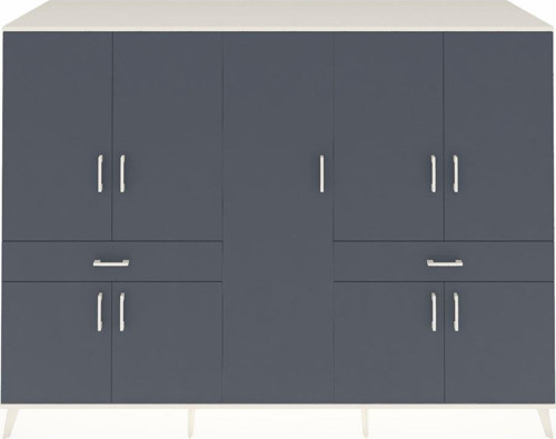 Kronos Dolap 12 Raflı 2 Çekmeceli 8 Kapaklı 220 x 59 x 163 cm Aytaşı - Antrasit