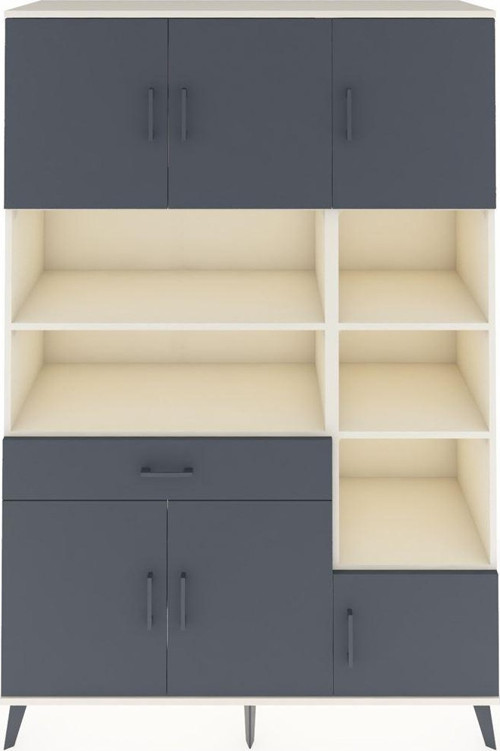 Hyperion Gardrop 10 Raflı Tek Çekmeceli 6 Kapaklı 132x44x195 Aytaşı-Antrasit