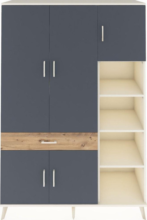 Hyperion Dolap 10 Raflı 1 Çekmeceli 5 Kapaklı 132 x 44 x 195 cm Aytaşı - Antrasit - Çam