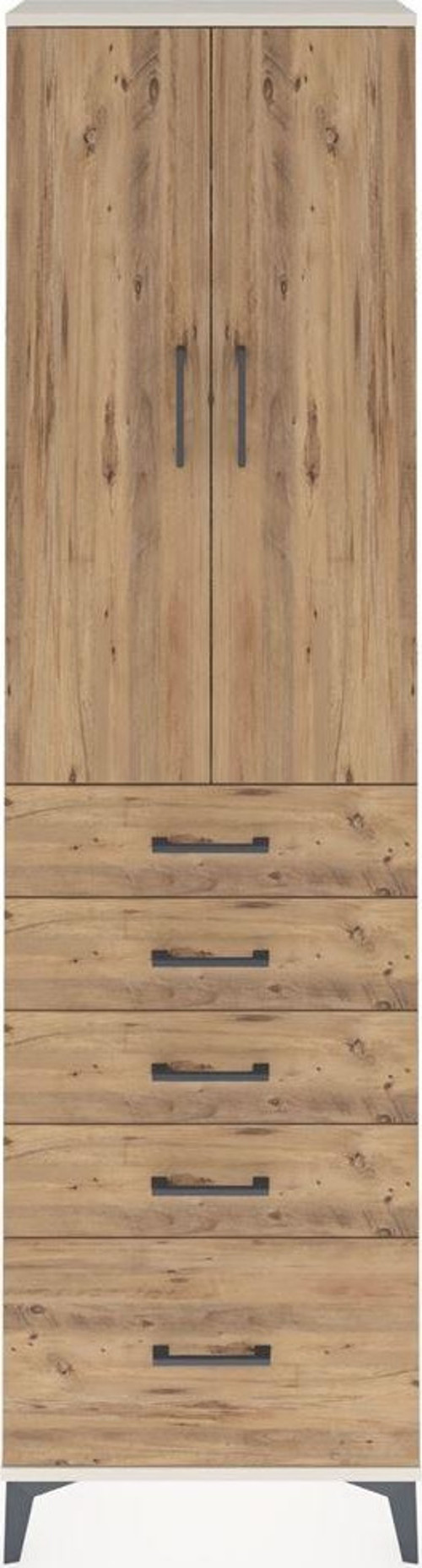 Arges Dolap 2 Raflı 5 Çekmeceli Tek Askılı 60x30x221 Aytaşı-Çam