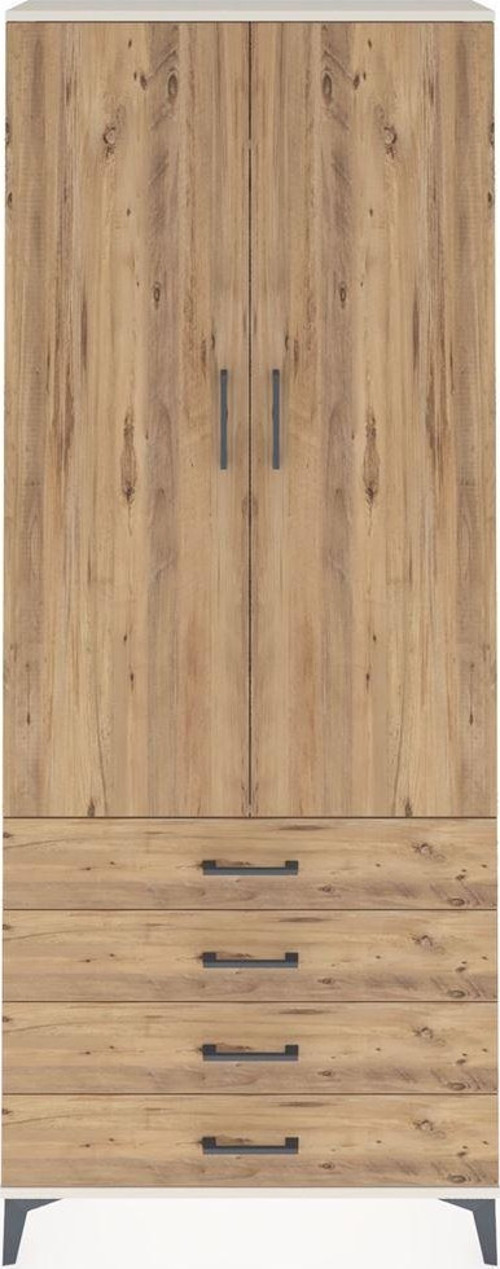 Arges Dolap 2 Raflı 4 Çekmeceli Tek Askılı 88x30x221 Aytaşı-Çam