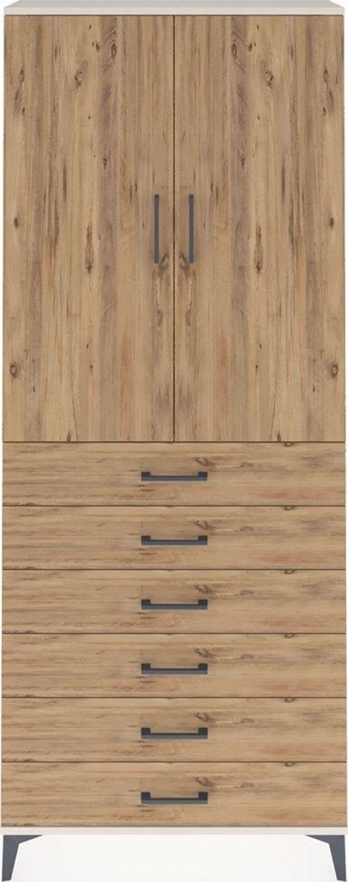 Arges Dolap 2 Raflı 6 Çekmeceli 2 Kapaklı 88 x 30 x 221 cm Aytaşı - Çam