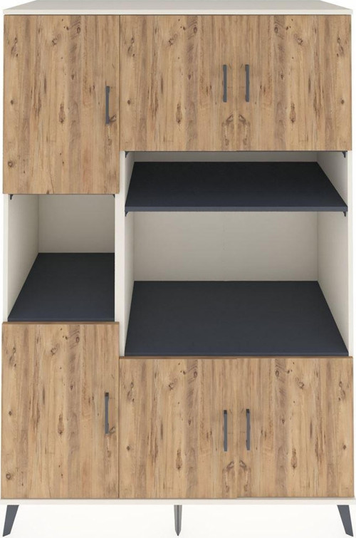 Kronos Dolap 9 Raflı 6 Kapaklı 132x59x195 Aytaşı-Çam/Antrasit