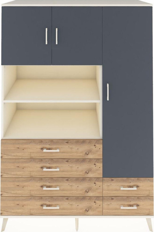 Kronos Dolap 9 Raflı 6 Çekmeceli 3 Kapaklı 132x59x195 Aytaşı-Antrasit/Çam