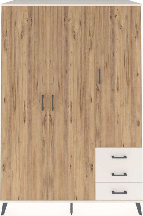 Kronos Dolap 6 Raflı 3 Çekmeceli Tek Askılı 132x59x195 Aytaşı-Çam/Aytaşı