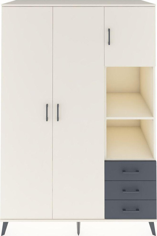 Kronos Dolap 5 Raflı 3 Çekmeceli 1 Askılı 132 x 59 x 195 cm Aytaşı - Aytaşı - Antrasit