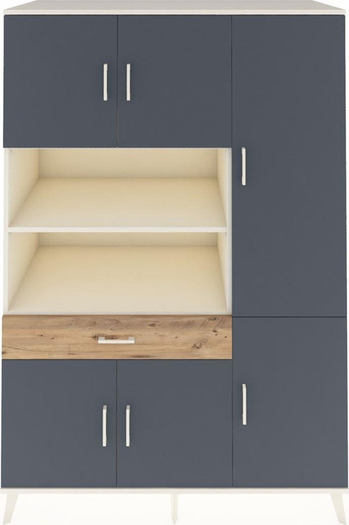 Kronos Dolap 10 Raflı 1 Çekmeceli 6 Kapaklı 132 x 59 x 195 cm Aytaşı - Antrasit - Çam