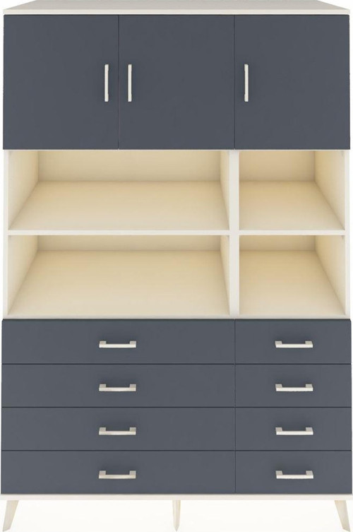 Kronos Dolap 8 Raflı 8 Çekmeceli 3 Kapaklı 132 x 59 x 195 cm Aytaşı - Antrasit - Antrasit