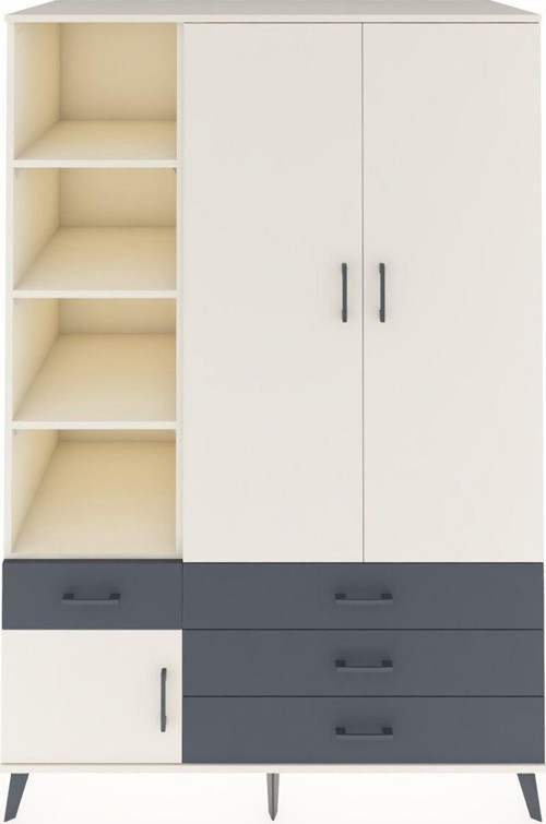 Kronos Dolap 5 Raflı 4 Çekmeceli 1 Askılı 132 x 59 x 195 cm Aytaşı - Aytaşı - Antrasit