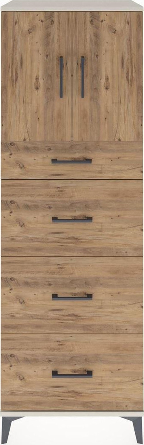 Hyperion Dolap Tek Raflı 4 Çekmeceli 2 Kapaklı 60x44x182 Aytaşı-Çam