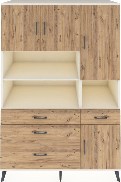 Kronos Dolap 9 Raflı 4 Çekmeceli 4 Kapaklı 132x59x195 Aytaşı-Çam/Çam