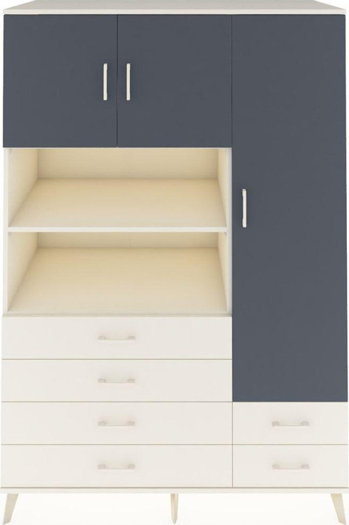 Kronos Dolap 9 Raflı 6 Çekmeceli 3 Kapaklı 132 x 59 x 195 cm Aytaşı - Antrasit - Aytaşı