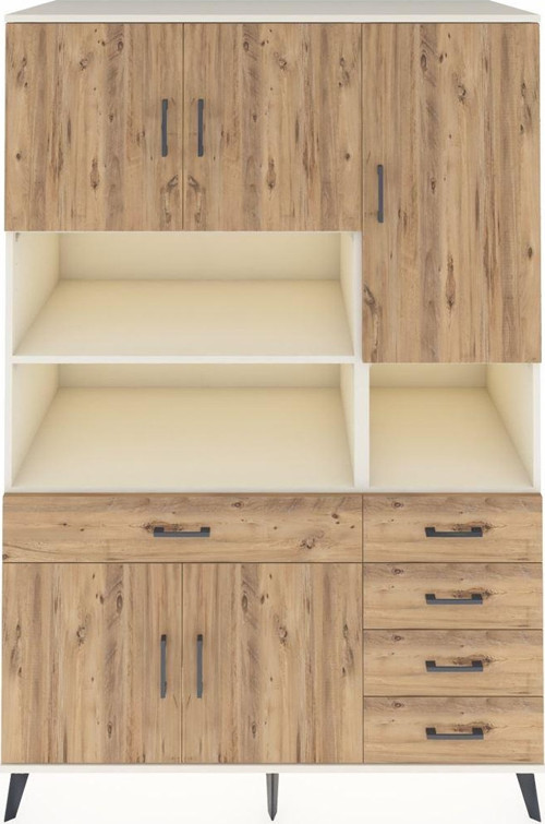 Kronos Dolap 9 Raflı 5 Çekmeceli 5 Kapaklı 132 x 59 x 195 cm Aytaşı - Çam - Çam