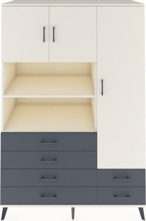 Kronos Dolap 9 Raflı 6 Çekmeceli 3 Kapaklı 132 x 59 x 195 cm Aytaşı - Aytaşı - Antrasit