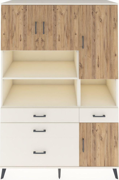Kronos Dolap 9 Raflı 4 Çekmeceli 4 Kapaklı 132 x 59 x 195 cm Aytaşı - Çam - Aytaşı