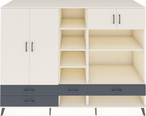Kronos Dolap 12 Raflı 4 Çekmeceli 4 Kapaklı 220 x 59 x 163 cm Aytaşı - Aytaşı - Antrasit
