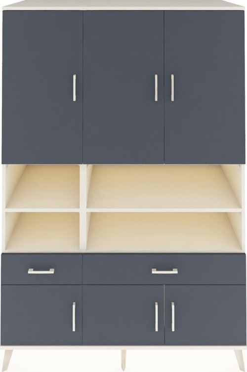 Kronos Dolap 8 Raflı 2 Çekmeceli 6 Kapaklı 132 x 59 x 195 cm Aytaşı - Antrasit - Antrasit